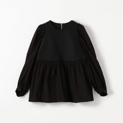 ブラックコンビネーション　ペプラムブラウス