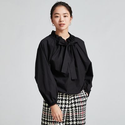＜maison TOMORROWLAND＞ブラックコンビネーション　ネックフリルブラウス