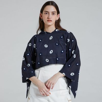 ＜maison TOMORROWLAND＞マーガレットエンブロイダリー　フーデッドショートブラウス