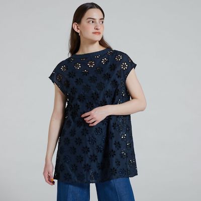 ＜maison TOMORROWLAND＞アイレットフラワー　フレンチスリーブチュニックブラウス