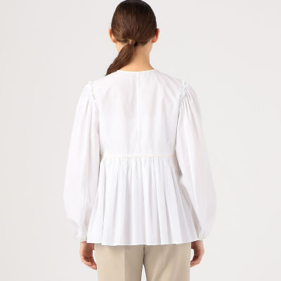 ホワイトコンビネーション ペプラムブラウス | ファッション・服