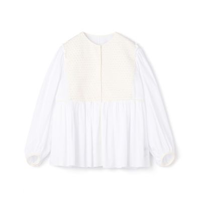 ホワイトコンビネーション ペプラムブラウス | maison