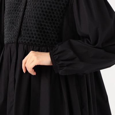 ブラックコンビネーション　ペプラムブラウス