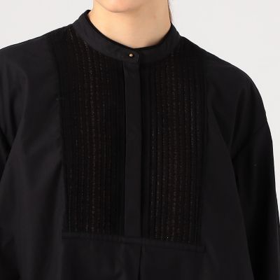 ブラックコンビネーション　タックティアードシャツ