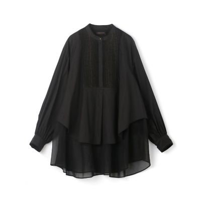 ブラックコンビネーション　タックティアードシャツ