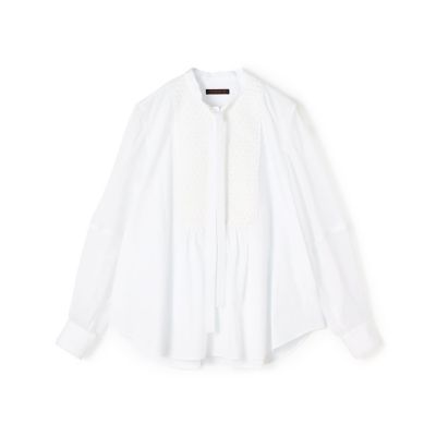 ＜maison TOMORROWLAND＞ホワイトコンビネーション　ボウタイシャツ