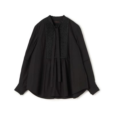 ＜maison TOMORROWLAND＞ブラックコンビネーション　ボウタイブラウス