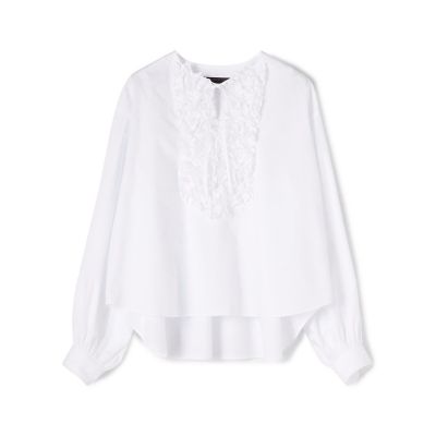 ＜maison TOMORROWLAND＞ホワイトコンビネーション　フリルブラウス