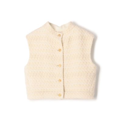 ＜maison TOMORROWLAND＞スノーファンシーツイード　スタンドネックジレ