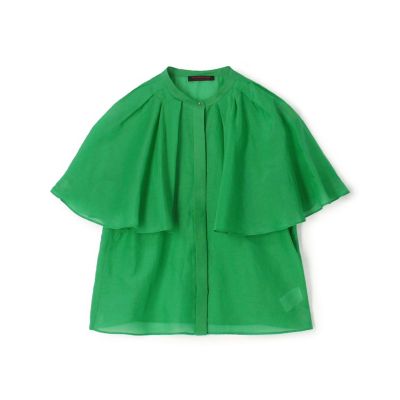 コットンシルク　ケープカラーブラウス