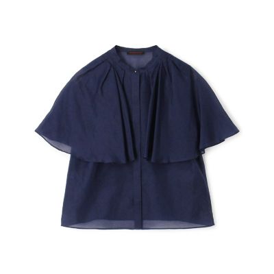 コットンシルク　ケープカラーブラウス
