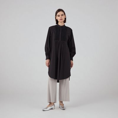 ブラックコンビネーション　ロングブラウス