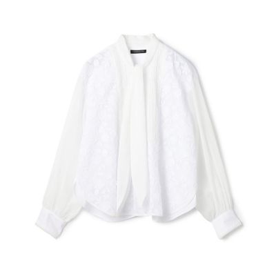 【TOMORROWLAND collection】ホワイトコンビネーション ボウタイブラウス ホワイトコンビネーション ボウタイブラウス | maison
