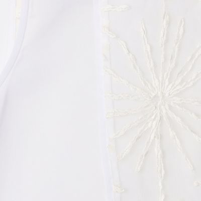 ミッシェルエンブロイダリー　バンドカラーブラウス
