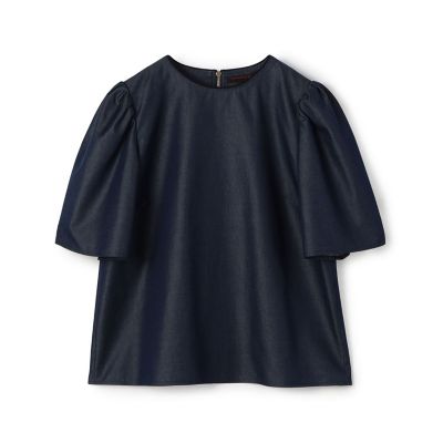 トゥモローランドコレクション　コットンシルクデニム ベルスリーブプルオーバー コットンシルクデニム タックベルスリーブプルオーバー | maison