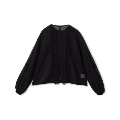 ルコットンオーガンジー　ジップアップブラウス