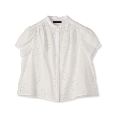 【予約商品６月下旬以降順次お届け】コットンコンビネーション　ペタルスリーブブラウス