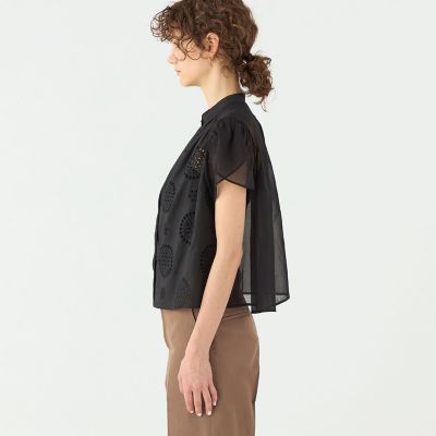 【予約商品６月下旬以降順次お届け】コットンコンビネーション　ペタルスリーブブラウス