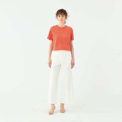 パイルボーダー　ハーフスリーブプルオーバー