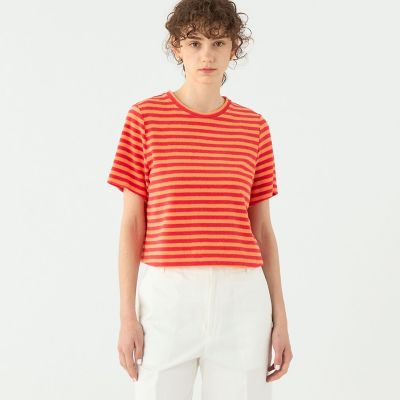 パイルボーダー　ハーフスリーブプルオーバー