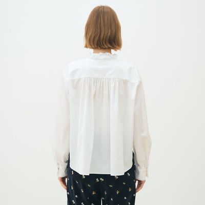 ホワイトコンビネーション ラッフルブラウス | maison