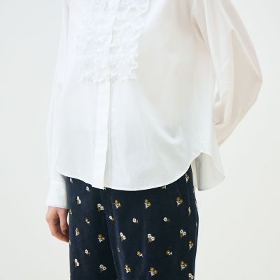 ホワイトコンビネーション ラッフルブラウス | maison