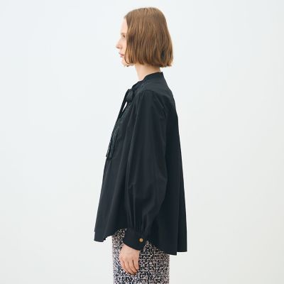 monstork♡モンストークボウタイブラウス M7days(エムセブンデイズ)の【徳原文子さんコラボ】【洗える】シボ感