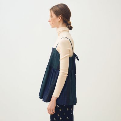 ポリエステルシルクタフタチェック キャミソールトップス | maison