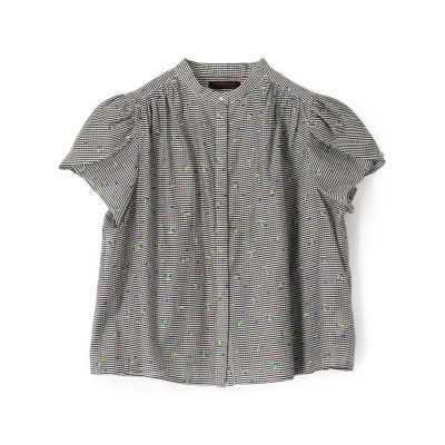 ＜maison TOMORROWLAND＞ギンガムエンブロイダリー　ペタルスリーブブラウス