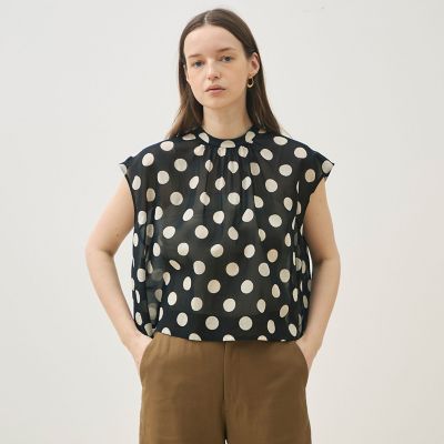 TOMORROWLAND 24AW ラルジュドットプリント バックリボンブラウス コインドットプリント バックリボンブラウス | maison TOMORROWLAND
