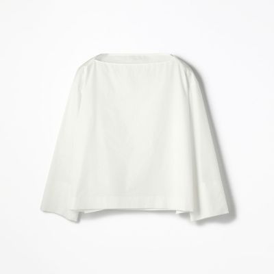 コットンタイプライター　ボートネックブラウス