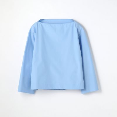 コットンタイプライター　ボートネックブラウス