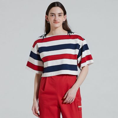 ＜maison TOMORROWLAND＞トリコロールボーダー　ボートネックプルオーバー