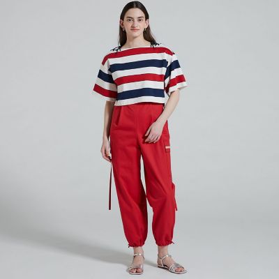 トリコロールボーダー　ボートネックプルオーバー