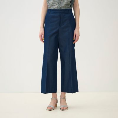 トゥモローランド　コレクション　コットンシルクデニム ワイドストレートパンツ コットンシルクデニム ワイドストレートパンツ | maison TOMORROWLAND