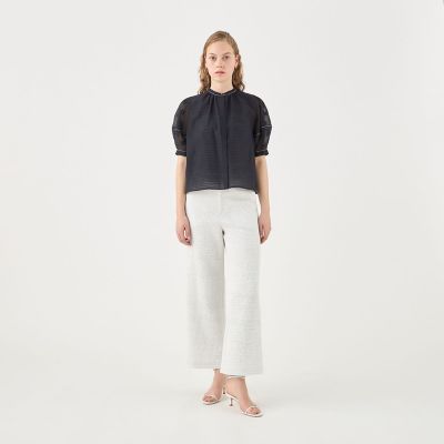 シルバーネットクロス ワイドストレートパンツ | maison