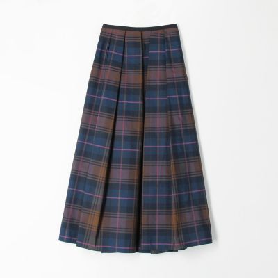 ポリエステルシルクタフタチェック マキシスカート | maison