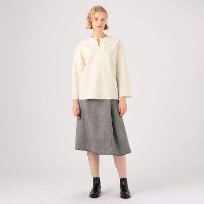 ウールシルクブロックトゥース　リバーシブルスカート