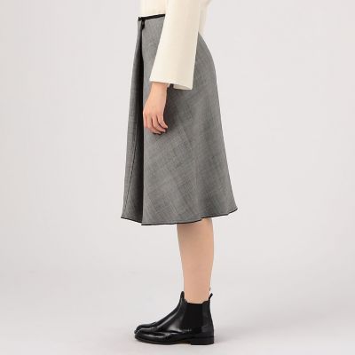 ウールシルクブロックトゥース　リバーシブルスカート