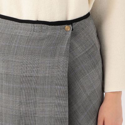 ウールシルクブロックトゥース　リバーシブルスカート