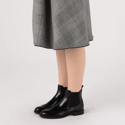 ウールシルクブロックトゥース　リバーシブルスカート