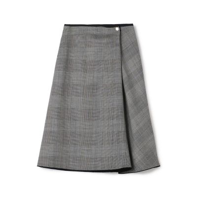 ウールシルクブロックトゥース　リバーシブルスカート