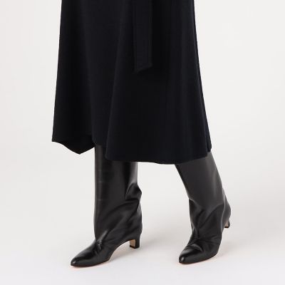 新品 トゥモローランド リングニットアシンメトリー フレアスカート 9号 紺 リングニット アシンメトリーフレアスカート | maison TOMORROWLAND