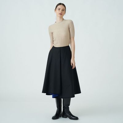 ポリエステルシルクツイルタフタ リバーシブルスカート | maison