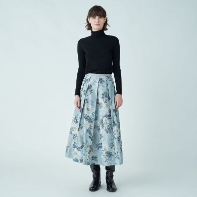 ブラードフラワープリント　タックスイングスカート