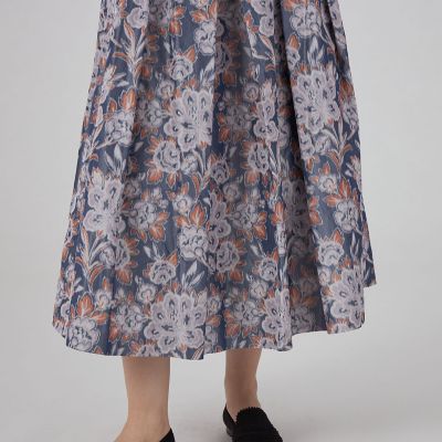 ロゼットフラワープリント タックスィングスカート | maison