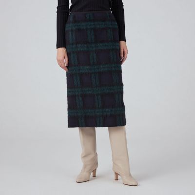 シャギーブラックウォッチ タイトストレートスカート | maison