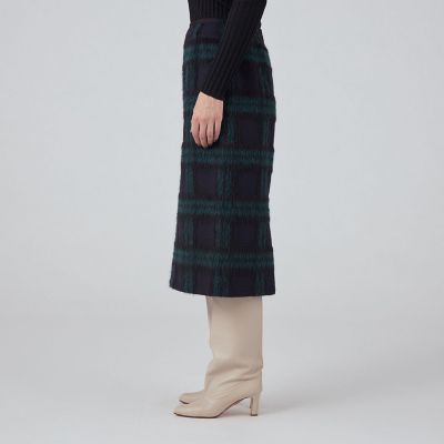 シャギーブラックウォッチ タイトストレートスカート | maison