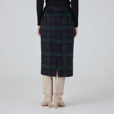 シャギーブラックウォッチ タイトストレートスカート | maison