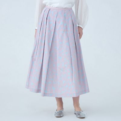ハートプリント　タックスイングスカート